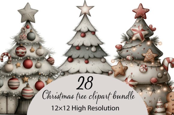 Download Whimsical Christmas Tree Clipart Bundle - Bundle Collection
