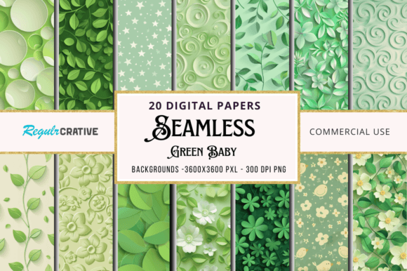 Download Seamless Green Baby Digital Paper Bundle - Bundle Collection