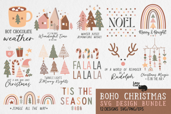 Download Boho Christmas SVG PNG Bundle - Bundle Collection