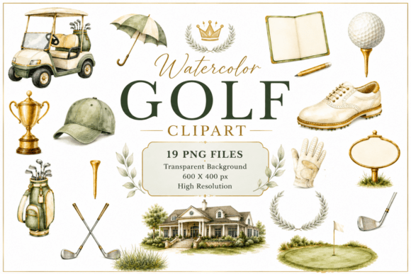 Download Watercolor Golf Clipart, Golfing Bundle - Bundle Collection