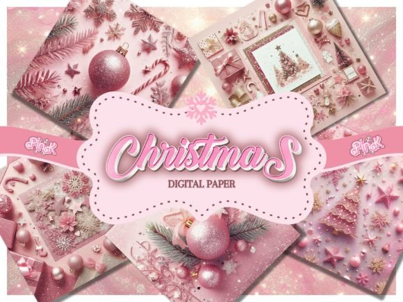 Download 31 Pink Christmas Digital Paper Bundle - Bundle Collection