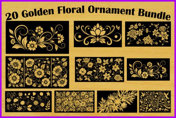 Download 20 Golden Floral Ornament Bundle - Bundle Collection