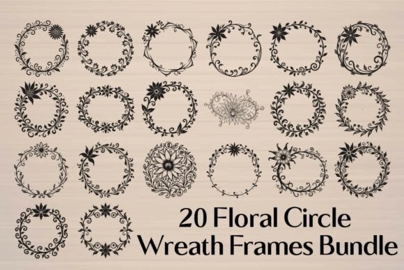 Download Floral Circle Wreath Frames Bundle - Bundle Collection