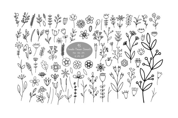 Download 95 Flowers SVG, Bundle Doodle Clipart - Bundle Collection