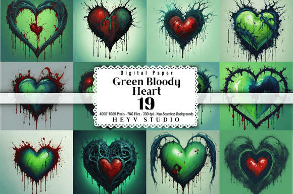 Download Green Halloween Bloody Heart Background - Heart background Collection