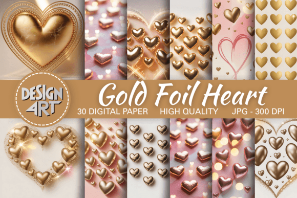 Download Gold Foil Heart Background - Heart background Collection