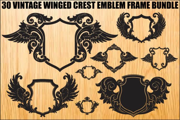 Download Vintage Winged Crest Emblem Bundle - Bundle Collection