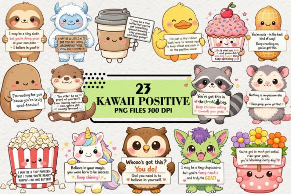 Download Kawaii Positive Emotions Clipart Bundle - Bundle Collection