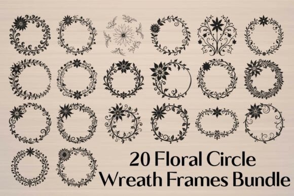 Download Floral Circle Wreath Frames Bundle - Bundle Collection