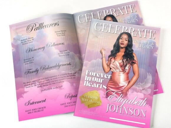 Download Modern Pink Funeral Program Template - Funeral Collection