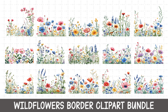 Download Wildflowers Border Clipart Bundle PNG - Bundle Collection