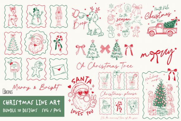 Download Christmas Svg Png Line Art Bundle - Bundle Collection