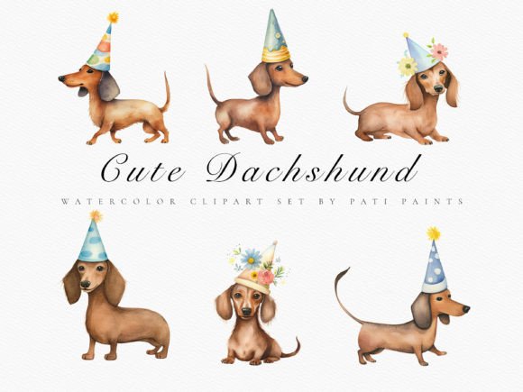 Download Cute Dachshund Clipart Bundle Birthday - Bundle Collection