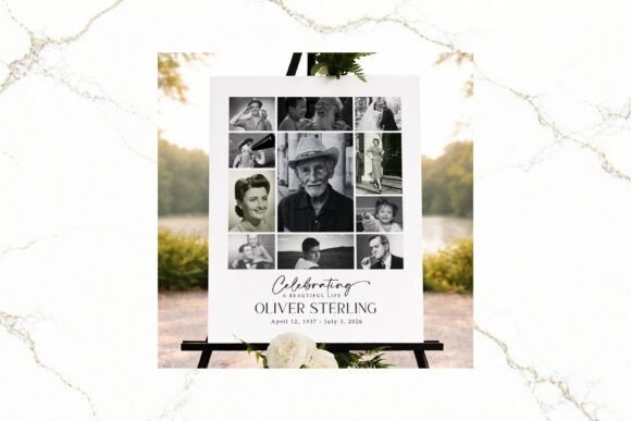 Download Funeral Photo Collage B&amp;W Canva FR005 - Funeral Collection