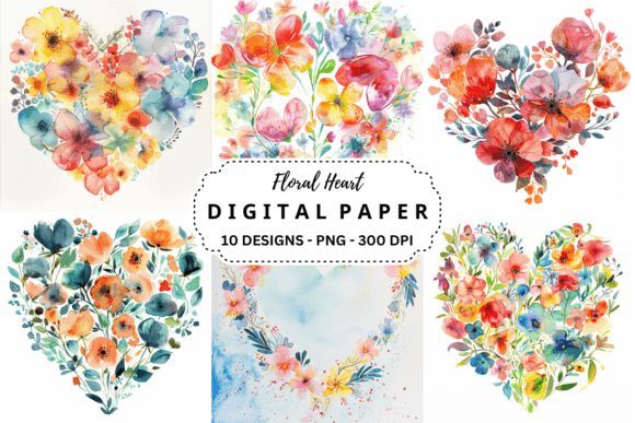 Download Watercolor Floral Heart Background - Heart background Collection