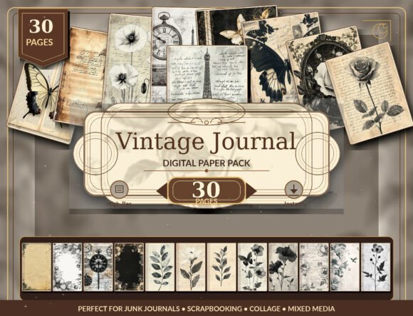 Download Vintage Paris Collage Wall Art Bundle - Bundle Collection