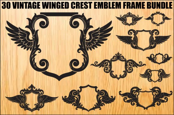 Download Vintage Winged Crest Emblem Bundle - Bundle Collection