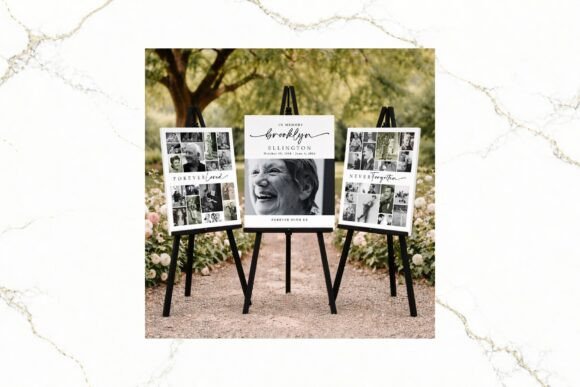 Download 3 Panel Funeral Collage B&amp;W FR004 - Funeral Collection