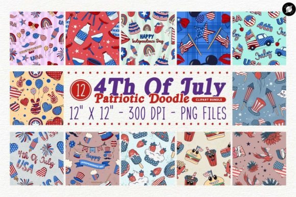 Download 4th of July Doodle Digital Paper Bundle - Bundle Collection