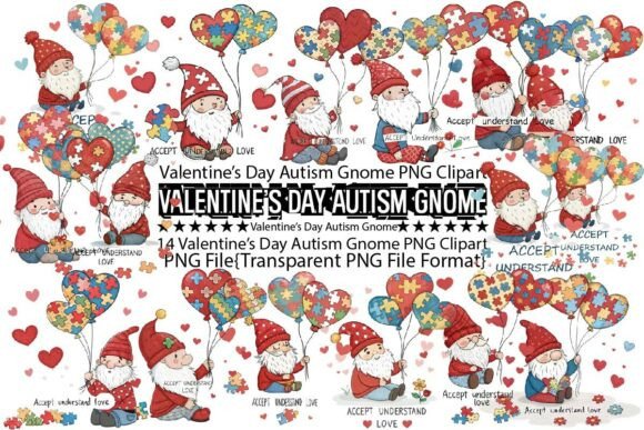 Download Valentine’s Day Autism Gnome PNG Bundle - Bundle Collection