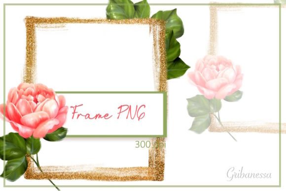 Download Gold Frame PNG | Frame with Rose - Premium Resources