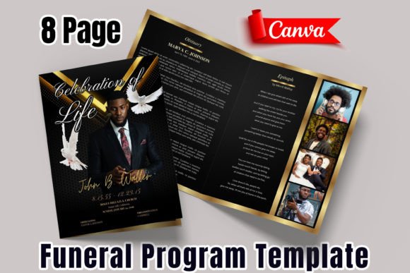 Download Modern 8 Page Funeral Program - Funeral Collection