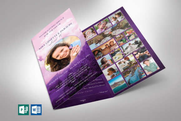 Download Purple Sky Trifold Funeral Program Word - Funeral Collection