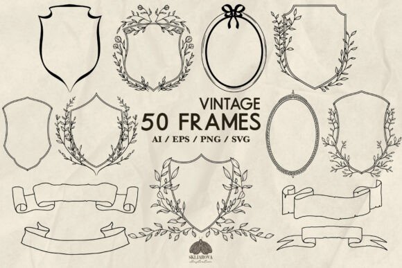 Download Vintage Crest Frames Svg Bundle - Bundle Collection