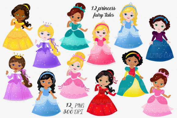 Download BUNDLE Cute Princess Clipart -Princesses - Bundle Collection