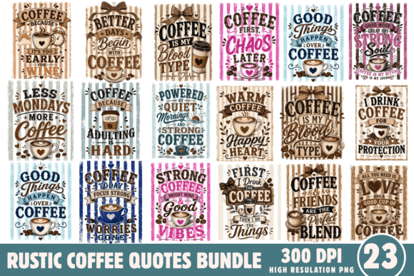 Download Rustic Coffee Quotes PNG Bundle - Bundle Collection
