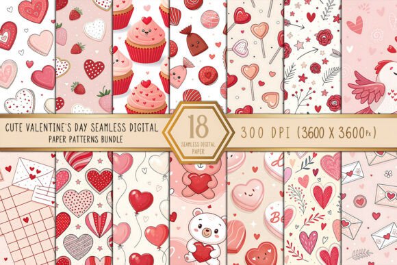 Download Valentine’s Day Digital Paper Bundle - Bundle Collection