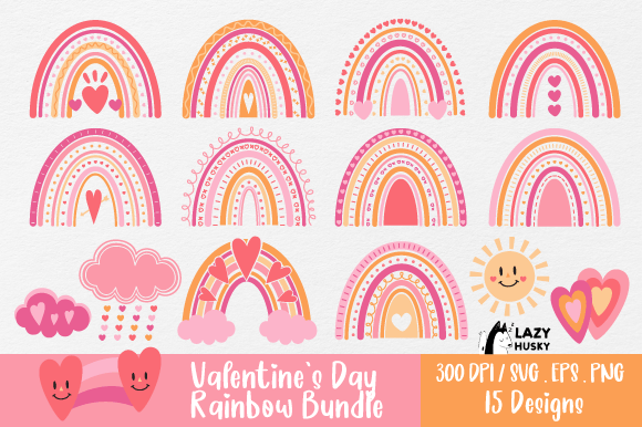 Download Valentines Day Rainbow Bundle SVG PNG - Bundle Collection