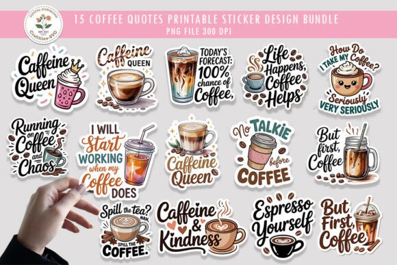 Download Coffee Quotes Printable Sticker Bundle - Bundle Collection