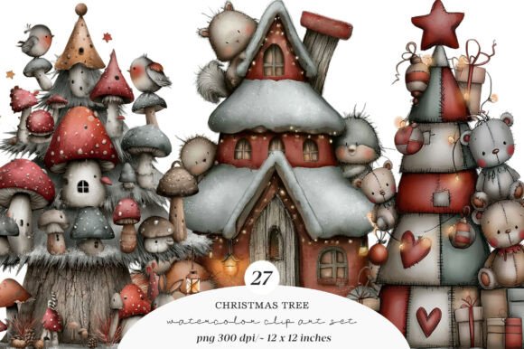 Download Whimsical Christmas Tree Clipart Bundle - Bundle Collection